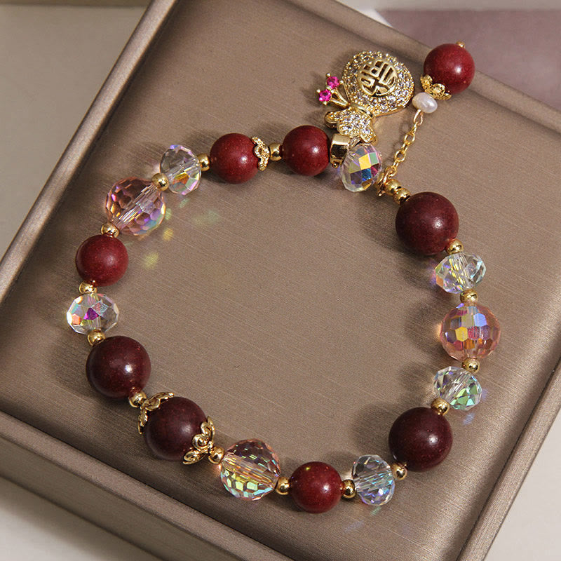 Nimara Ritual Sandalwood Fu Character Lucky Fortune Money Bag Charm Protection Bracelet