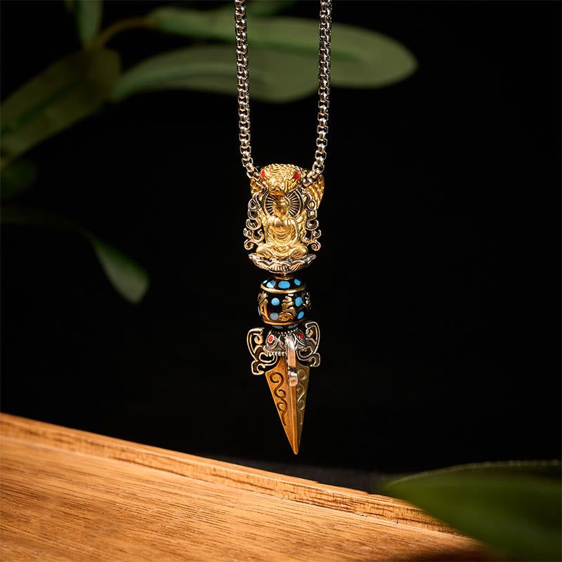 Nimara Ritual Tibetan Om Mani Padme Hum Buddha Wealth Rotation Necklace Vajra Pendant