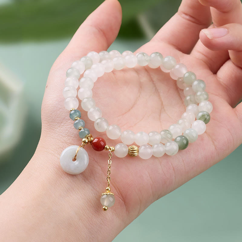 Nimara Ritual Jade Peace Buckle Luck Abundance Double Wrap Bracelet