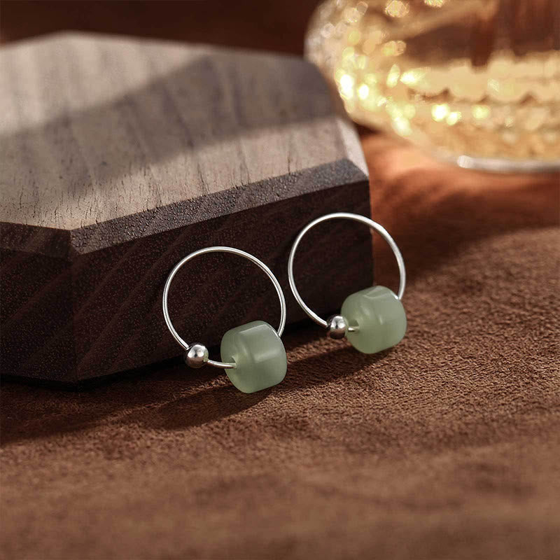 Nimara Ritual 925 Sterling Silver Hetian Jade Prosperity Earrings