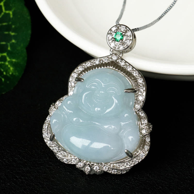 Nimara Ritual Jade Laughing Buddha Abundance Necklace Pendant