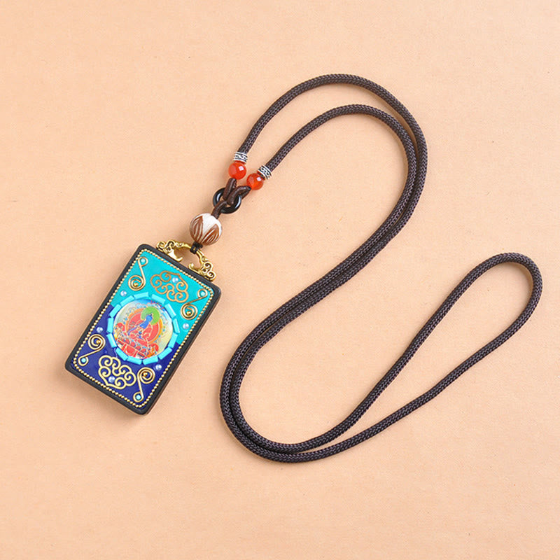 Nimara Ritual Medicine Buddha Ebony Wood Peace Necklace Pendant