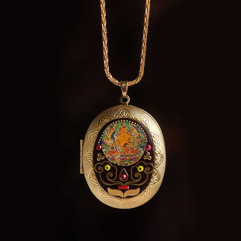 Nimara Ritual Copper Kwan Yin Avalokitesvara Zakiram Wealth Pendant Necklace