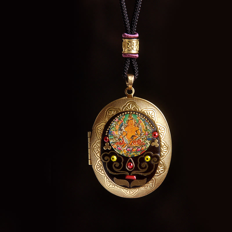 Nimara Ritual Copper Kwan Yin Avalokitesvara Zakiram Wealth Pendant Necklace
