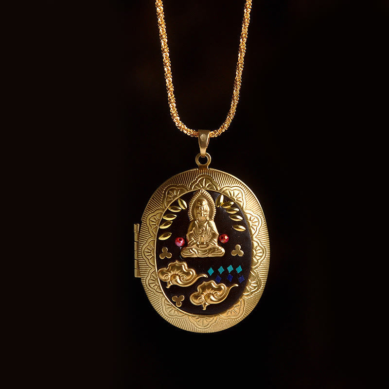 Nimara Ritual Copper Kwan Yin Avalokitesvara Zakiram Wealth Pendant Necklace