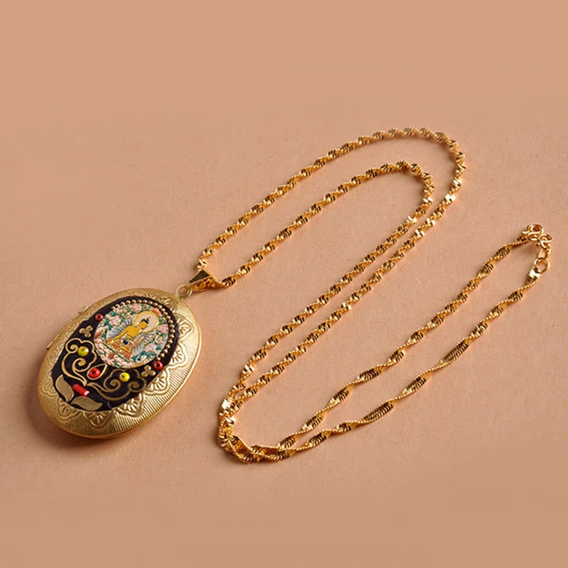 Nimara Ritual Copper Kwan Yin Avalokitesvara Zakiram Wealth Pendant Necklace