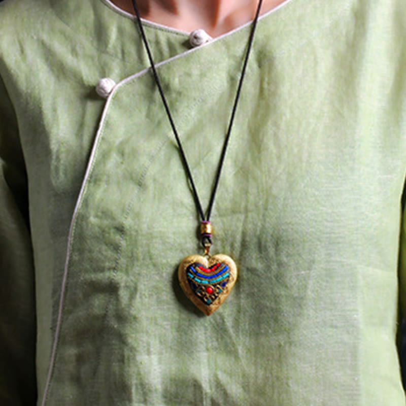 Nimara Ritual Copper Kwan Yin Avalokitesvara Zakiram Wealth Pendant Necklace