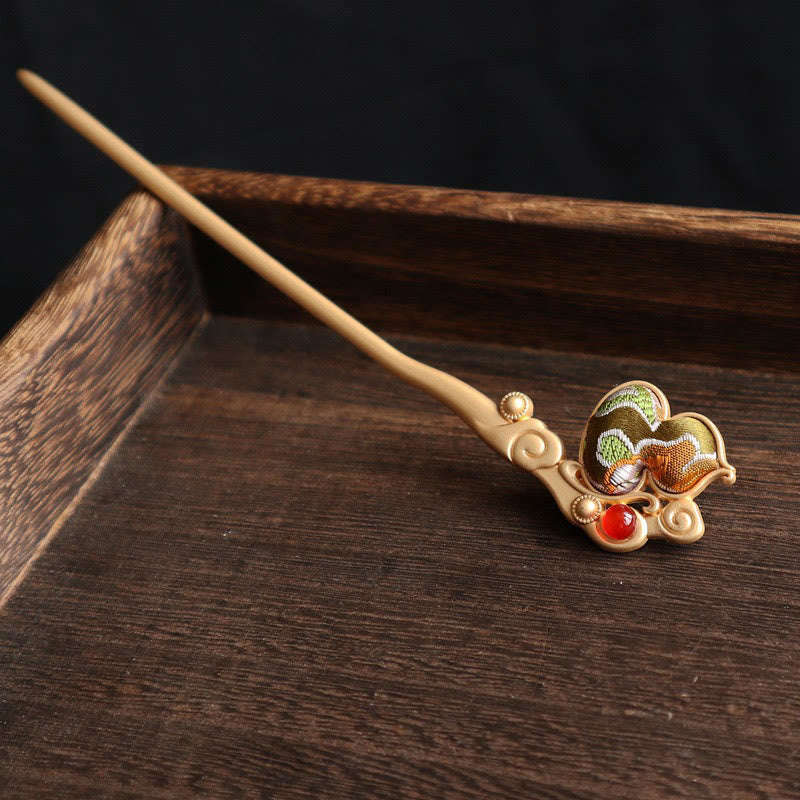 Nimara Ritual Gourd Red Agate Bead Calm Confidence Hairpin