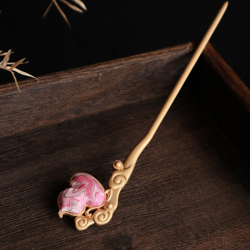Nimara Ritual Gourd Red Agate Bead Calm Confidence Hairpin