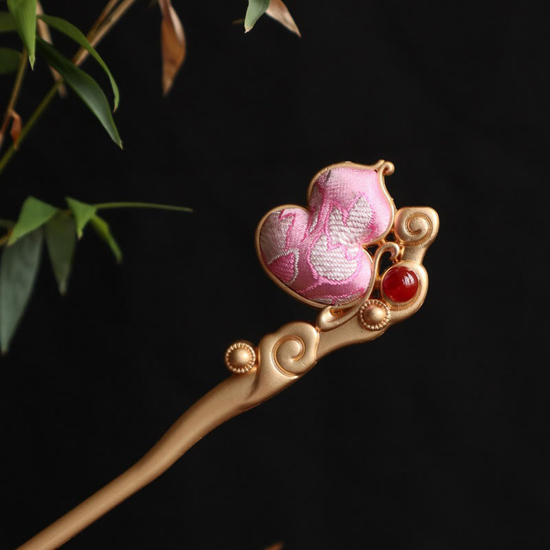 Nimara Ritual Gourd Red Agate Bead Calm Confidence Hairpin