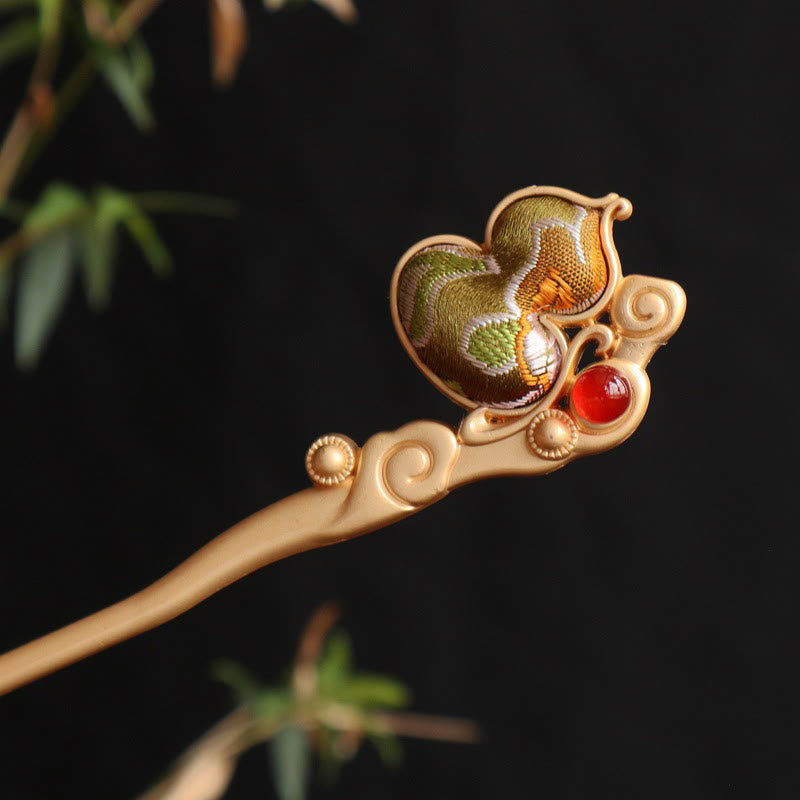 Nimara Ritual Gourd Red Agate Bead Calm Confidence Hairpin