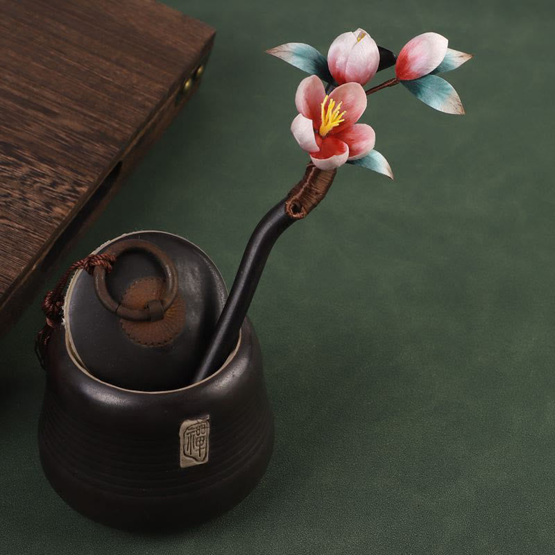 Nimara Ritual Ebony Wood Velvet Flower Calm Hairpin