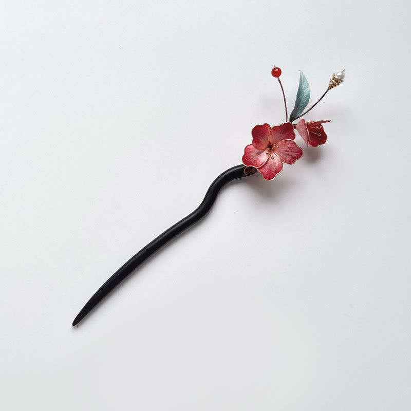 Nimara Ritual Velvet Flower Ebony Wood Balance Hairpin