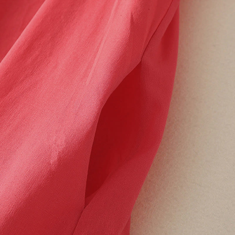 Nimara Ritual Summer Stand Collar Short Sleeve Plain Women's Buttons Cotton Shirt With Pocket
