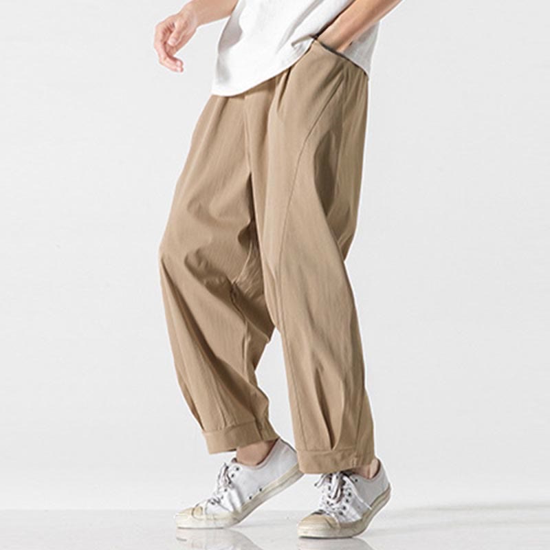 Nimara Ritual Summer Solid Drawstring Ankle-Length Men's Cargo Harem Pants With Pockets