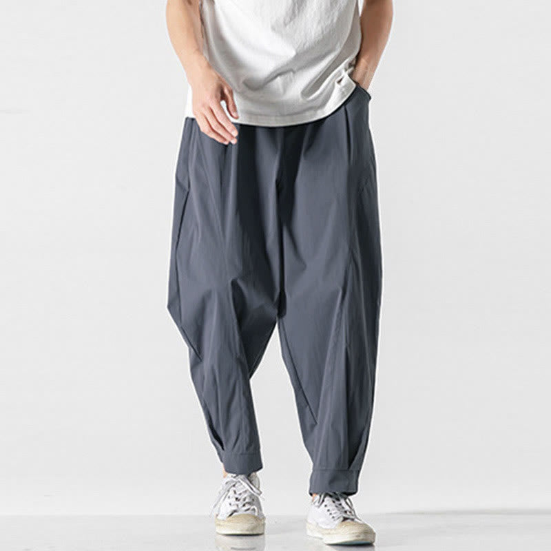 Nimara Ritual Summer Solid Drawstring Ankle-Length Men's Cargo Harem Pants With Pockets