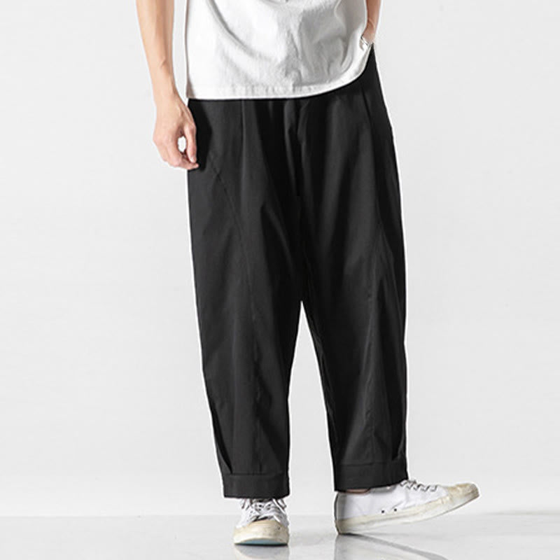 Nimara Ritual Summer Solid Drawstring Ankle-Length Men's Cargo Harem Pants With Pockets