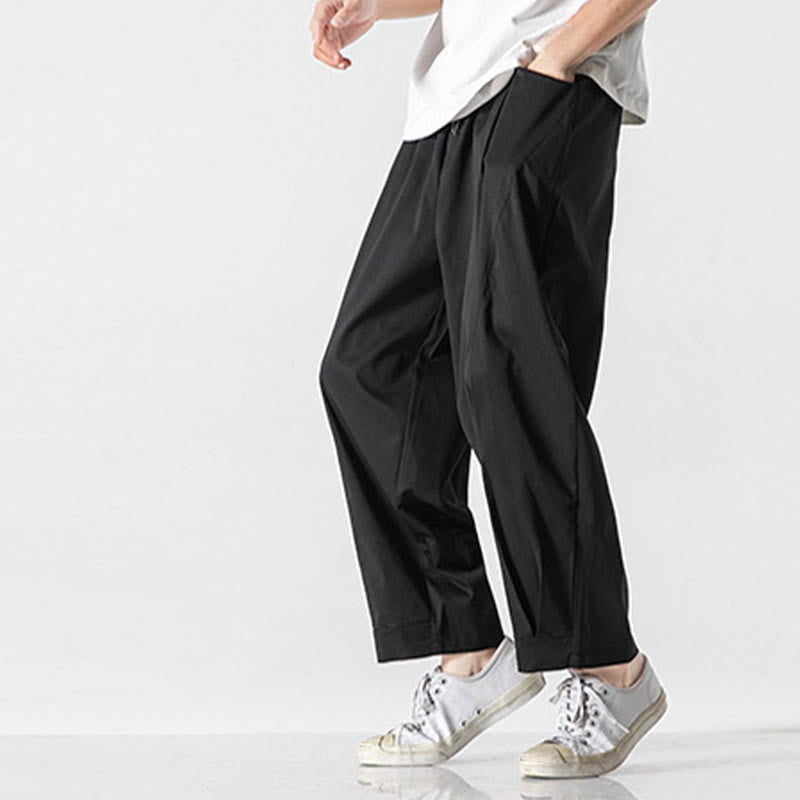Nimara Ritual Summer Solid Drawstring Ankle-Length Men's Cargo Harem Pants With Pockets