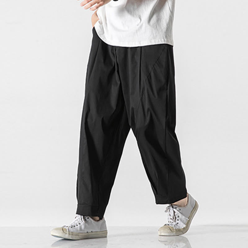 Nimara Ritual Summer Solid Drawstring Ankle-Length Men's Cargo Harem Pants With Pockets
