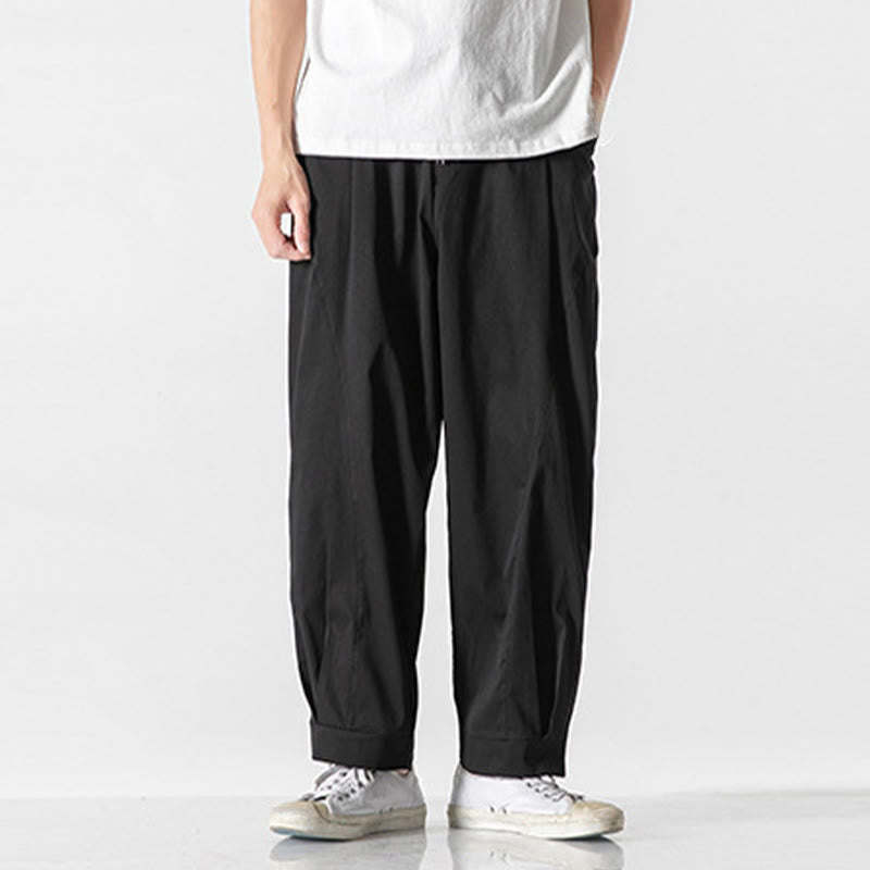 Nimara Ritual Summer Solid Drawstring Ankle-Length Men's Cargo Harem Pants With Pockets