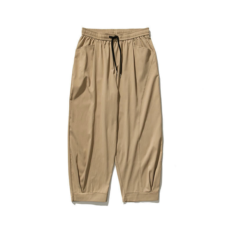 Nimara Ritual Summer Solid Drawstring Ankle-Length Men's Cargo Harem Pants With Pockets