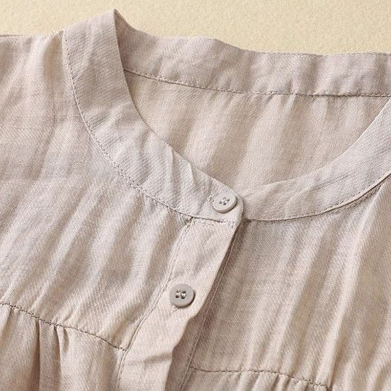 Nimara Ritual Plain Crew Neck Buttons Design Three Quarter Sleeve Women's Shirt