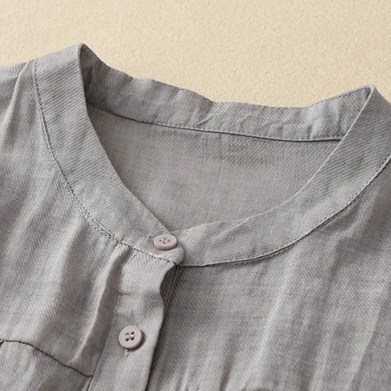 Nimara Ritual Plain Crew Neck Buttons Design Three Quarter Sleeve Women's Shirt