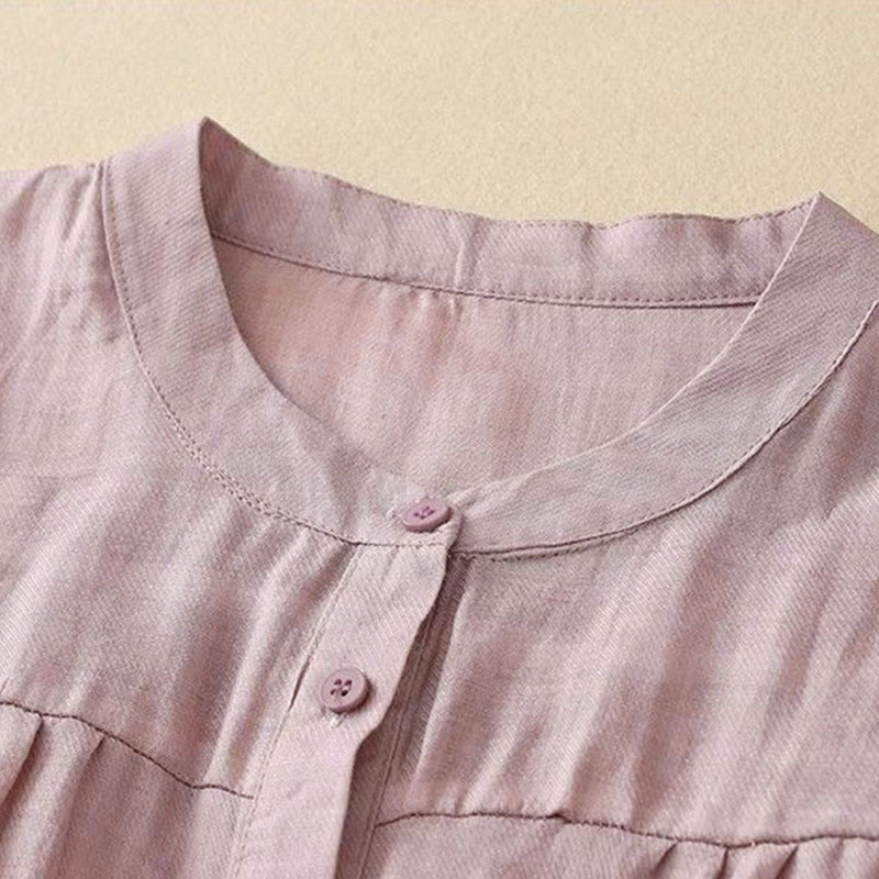 Nimara Ritual Plain Crew Neck Buttons Design Three Quarter Sleeve Women's Shirt