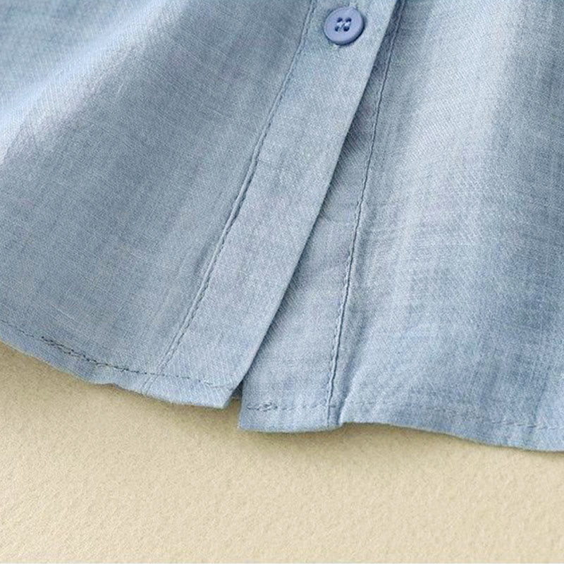Nimara Ritual Plain Crew Neck Buttons Design Three Quarter Sleeve Women's Shirt