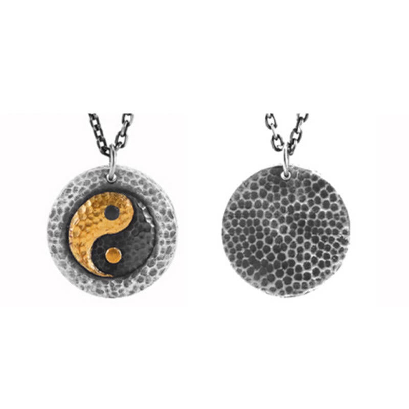Nimara Ritual 999 Sterling Silver 999 Gold Yin Yang Balance Titanium Steel Chain Necklace Pendant