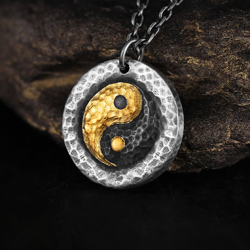 Nimara Ritual 999 Sterling Silver 999 Gold Yin Yang Balance Titanium Steel Chain Necklace Pendant