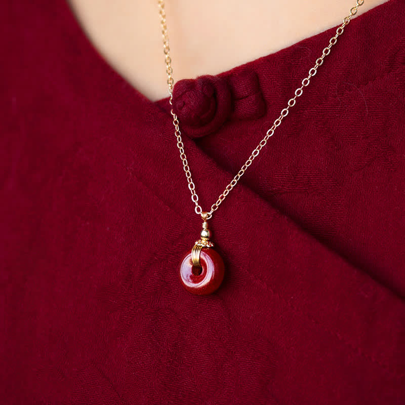Nimara Ritual Cinnabar Peace Buckle Calm Blessing Necklace Pendant