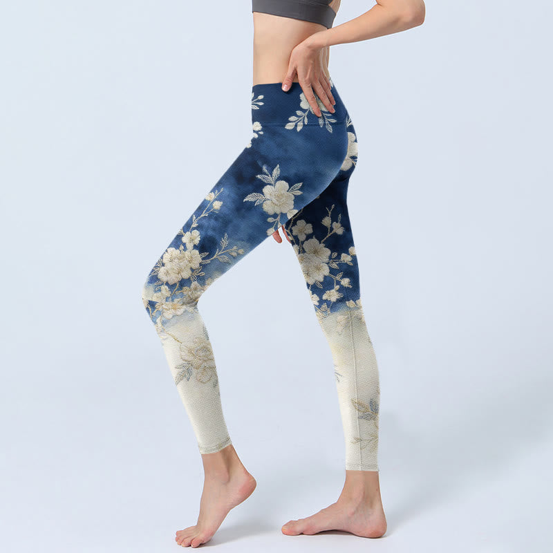 Nimara Ritual Elegant Refined Flower Pattern Print Gym Leggings Women's Yoga Pants
