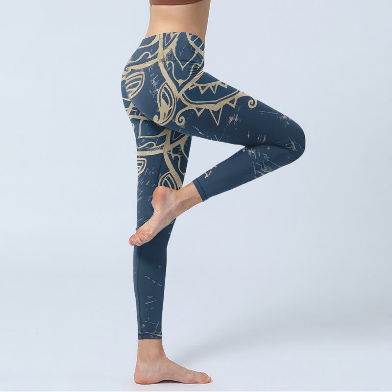 Nimara Ritual Retro Mandala Pattern Print Gym Leggings Women's Yoga Pants