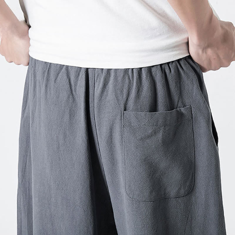 Nimara Ritual Drawstring Elastic Waist Ankle-Length Men's Cotton Pants With Pockets