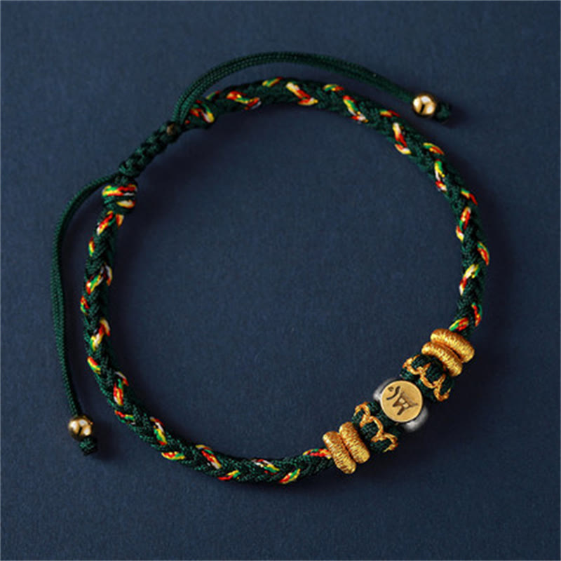 Nimara Ritual Chinese Zodiac Natal Buddha Silver Luck Braided String Bracelet