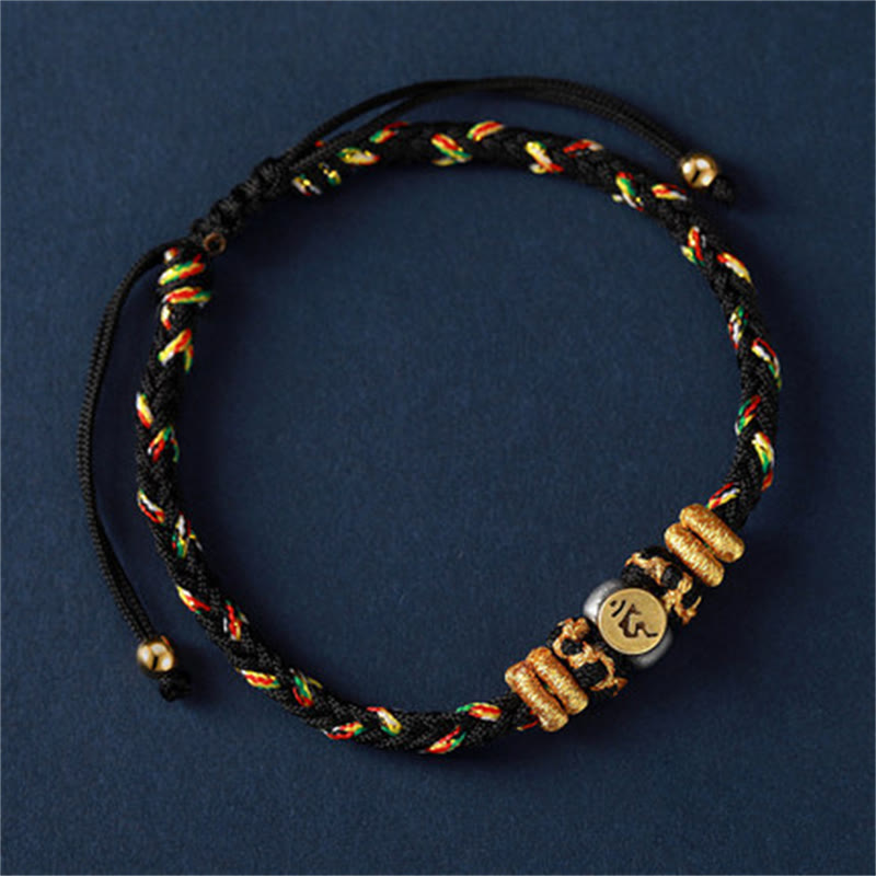 Nimara Ritual Chinese Zodiac Natal Buddha Silver Luck Braided String Bracelet