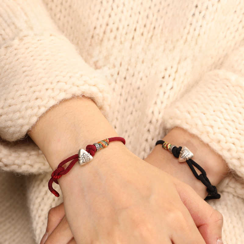 Nimara Ritual 999 Sterling Silver Fu Character Zongzi Fortune Luck Rope Bracelet