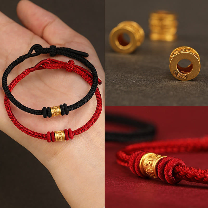Nimara Ritual Tibet Handmade 999 Gold Om Mani Padme Hum Luck Protection Bracelet