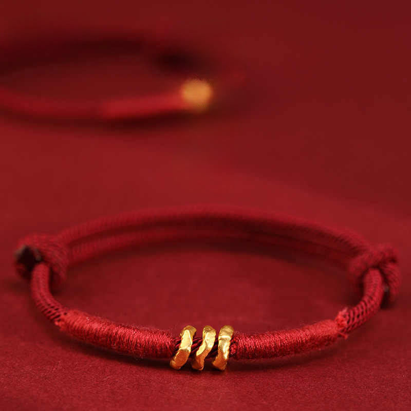 Nimara Ritual 999 Gold Ring Design Handmade Luck Braided Red Rope Bracelet Anklet