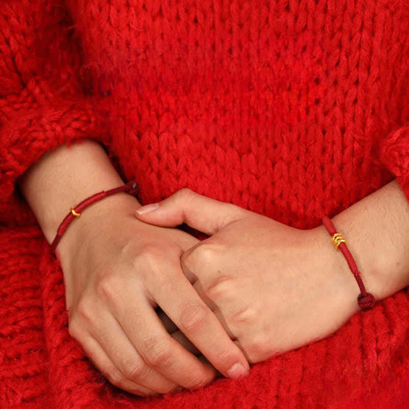Nimara Ritual 999 Gold Ring Design Handmade Luck Braided Red Rope Bracelet Anklet