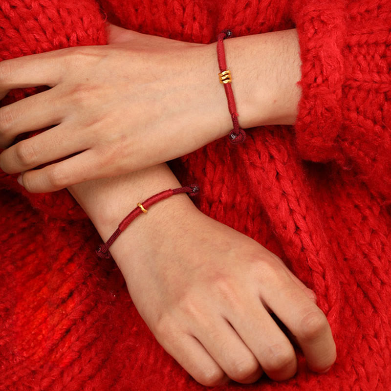 Nimara Ritual 999 Gold Ring Design Handmade Luck Braided Red Rope Bracelet Anklet