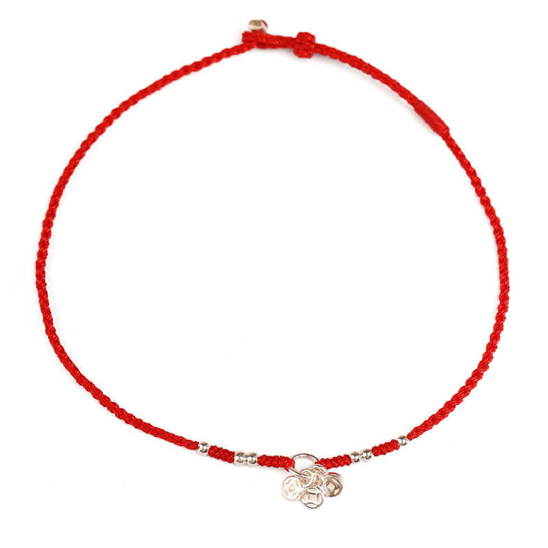 Nimara Ritual Handcrafted 925 Sterling Silver Copper Coins Design Protection Strength Ultra-Thin Bracelet Anklet
