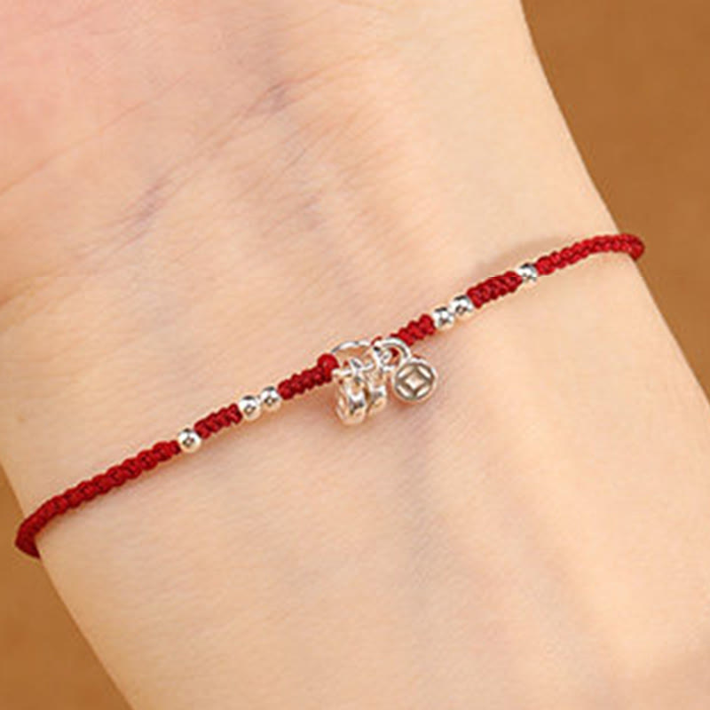 Nimara Ritual Handcrafted 925 Sterling Silver Copper Coins Design Protection Strength Ultra-Thin Bracelet Anklet