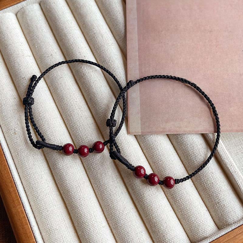 Nimara Ritual Handmade Cinnabar Beads Calm Blessing Braided Rope Bracelet