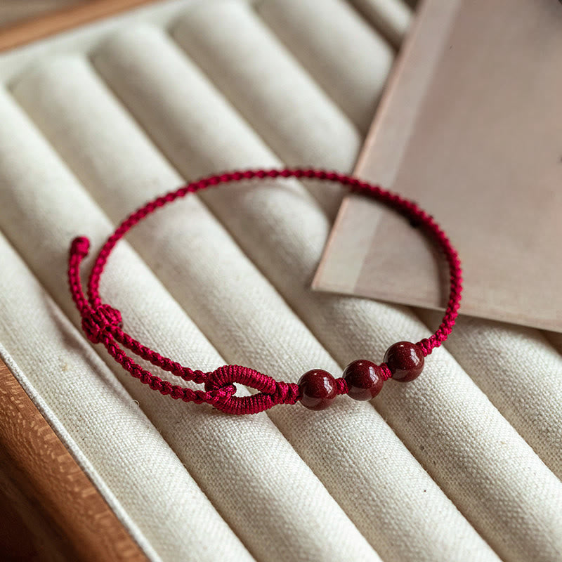 Nimara Ritual Handmade Cinnabar Beads Calm Blessing Braided Rope Bracelet