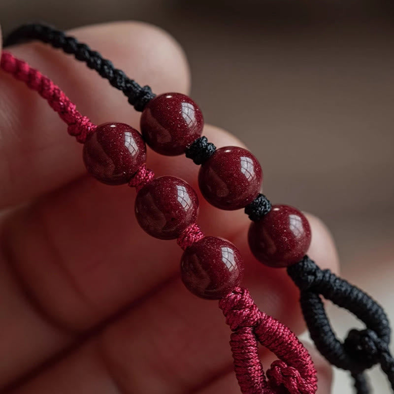Nimara Ritual Handmade Cinnabar Beads Calm Blessing Braided Rope Bracelet