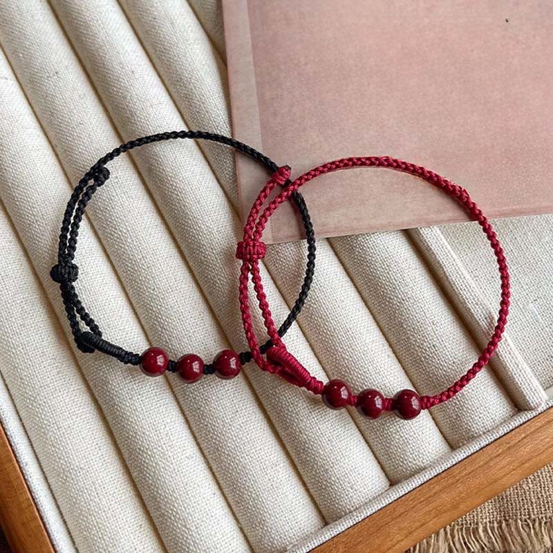 Nimara Ritual Handmade Cinnabar Beads Calm Blessing Braided Rope Bracelet