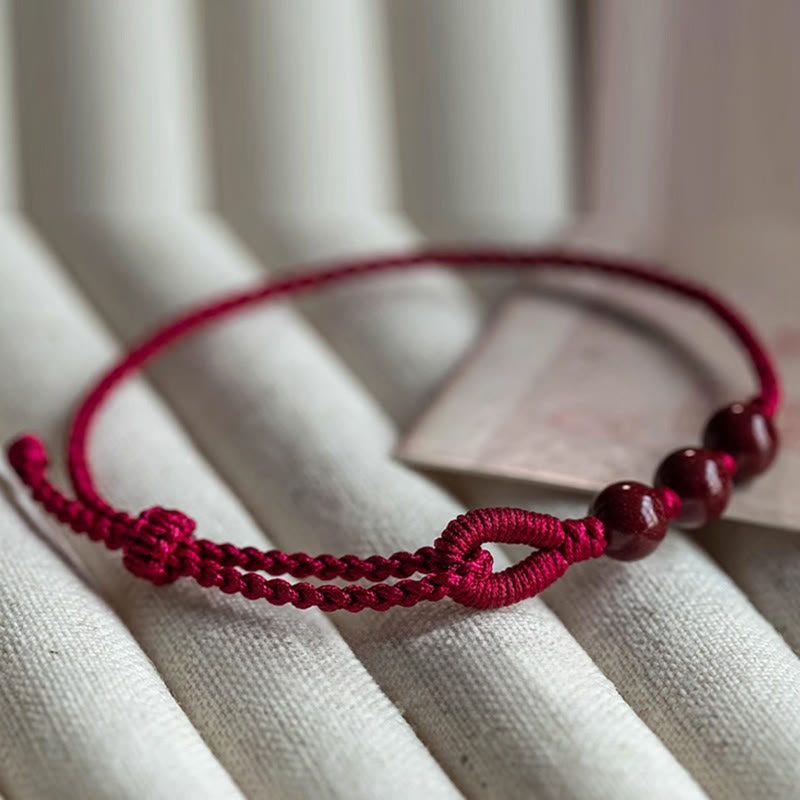 Nimara Ritual Handmade Cinnabar Beads Calm Blessing Braided Rope Bracelet