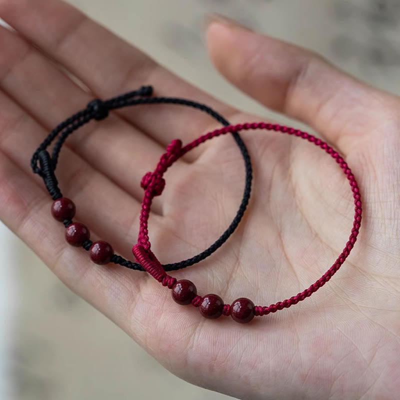 Nimara Ritual Handmade Cinnabar Beads Calm Blessing Braided Rope Bracelet